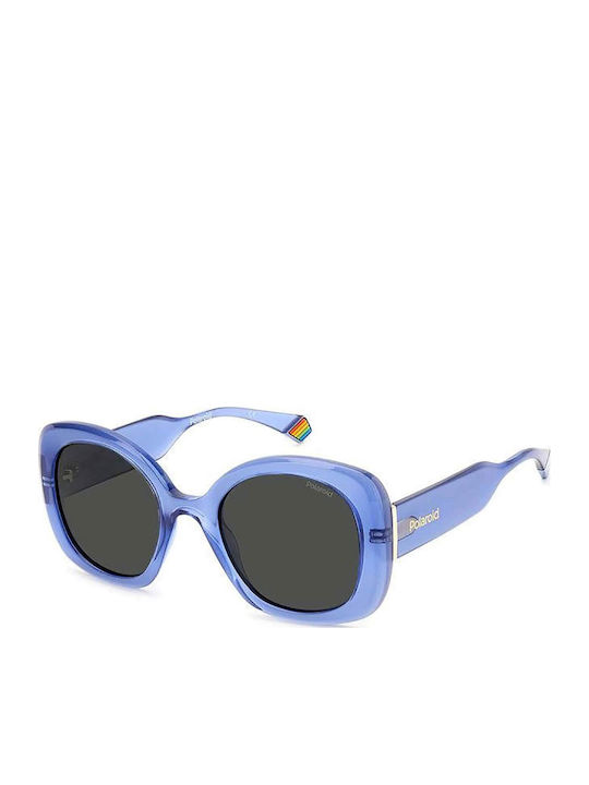 Polaroid Unisex Sunglasses with Blue Horn-Rimme...