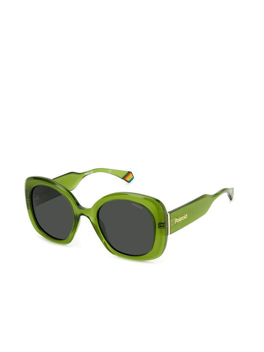 Polaroid Women's Sunglasses with Green Plastic Frame and Gray Polarized Lens PLD6190/S 1ED/M9