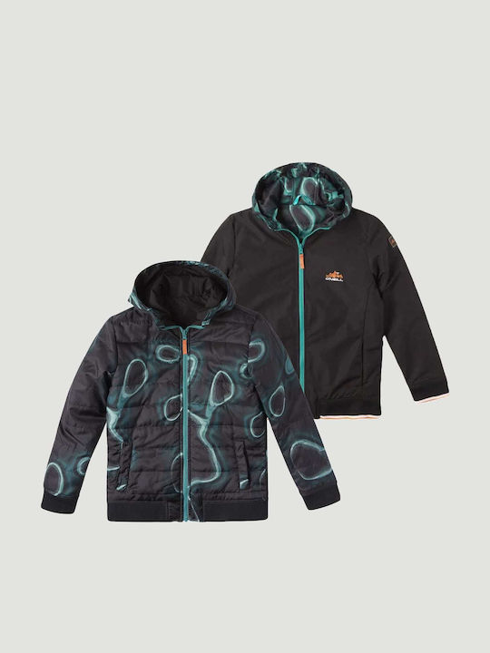 Kids' Casual Jacket Short Double Sided with Hood Black