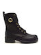 Leder Stiefeletten Damen Schwarz
