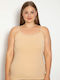 Plus Size mit Spaghetti-Träger Beige Damen T-Shirt
