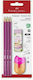 Faber-Castell Apple Jungle Pencil HB Set with Scraper and Eraser Pink