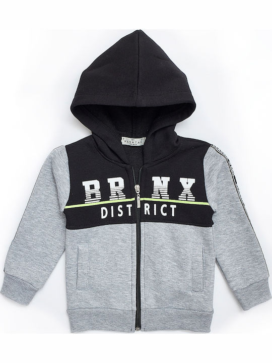 Kids Sweatshirt Cardigan Cotton with Hood Gray