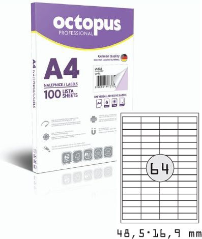 6400 Αυτοκόλλητες Ετικέτες Α4 Ορθογώνιες 48.5x16.9mm