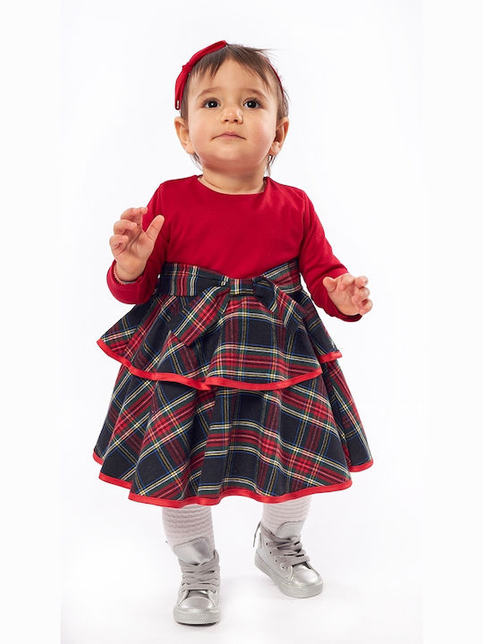 Εβίτα Παιδικό Φόρεμα Σετ με Αξεσουάρ Μακρυμάνικο Κόκκινο