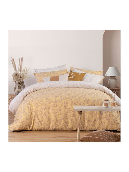 Nef-Nef Homeware Femme Super Double Cotton Duvet Cover Set with Pillowcases 240x230 Yellow 031510