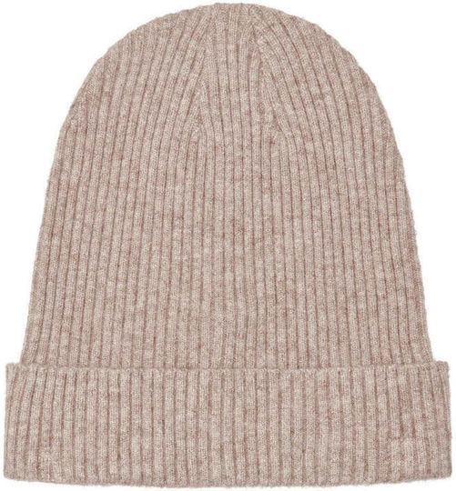 Zenna Beanie Beanie with Rib Knit in Beige color
