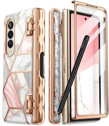 Supcase i-Blason Cosmo Pro Acoperire completă 360 Plastic rezistent set cu geam Marble Pink (Galaxy Z Fold4)