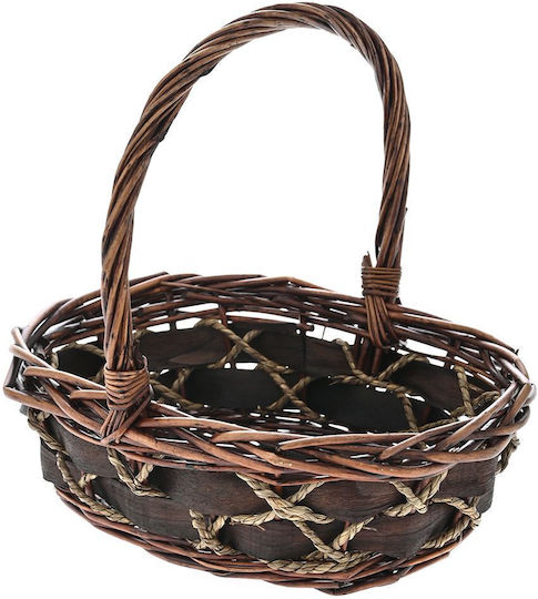 Iliadis Decorative Basket Wooden with Handles Brown 33x26x12cm