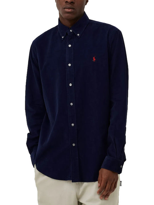 Long-sleeved Corduroy Shirt Navy Blue