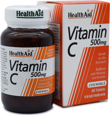 Health Aid Vitamin C Vitamina pentru Energie & Întărirea Sistemului Imunitar 500mg Portocaliu 60 tablete masticabile