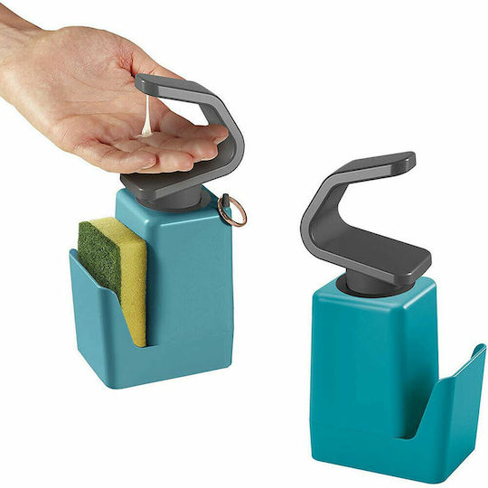 Metaltex Soap-Tex Dispenser Kitchen Ceramic with Sponge Holder Turquoise 400ml