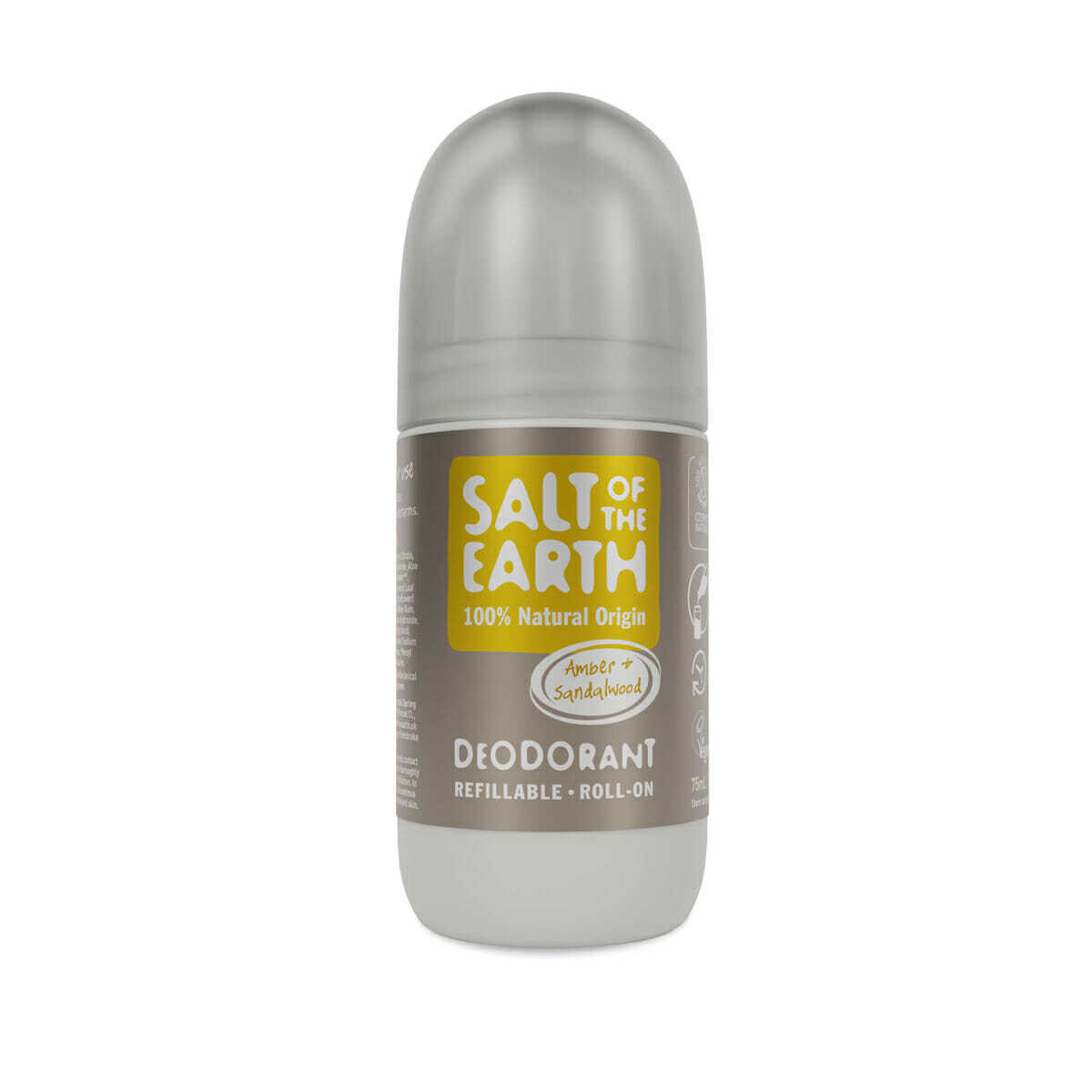 Salt of the Earth Amber & Sandalwood Refillable Φυσικό Αποσμητικό σε Roll-On Χωρίς Αλουμίνιο 75ml