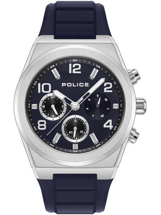 Police Salkantay Men's Watch 45mm Chronograph Battery with Black Rubber Strap