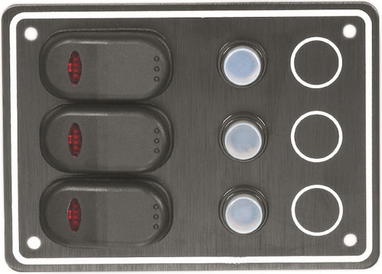 Sail Marine Boat Switch with Panels 3-Position LED Panel with Automatic Fuses and Large Switches 95x133mm