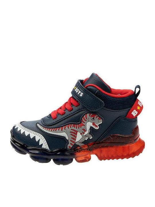 Παιδικά Sneakers High με Σκρατς & Φωτάκια Μπλε