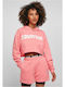 Cropped Women's Sweatshirt Hooded Pink Grapefruit