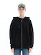 Long Women's Sweatshirt Jacket Hooded Black