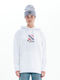 Long Women's Sweatshirt Velvet Hooded White