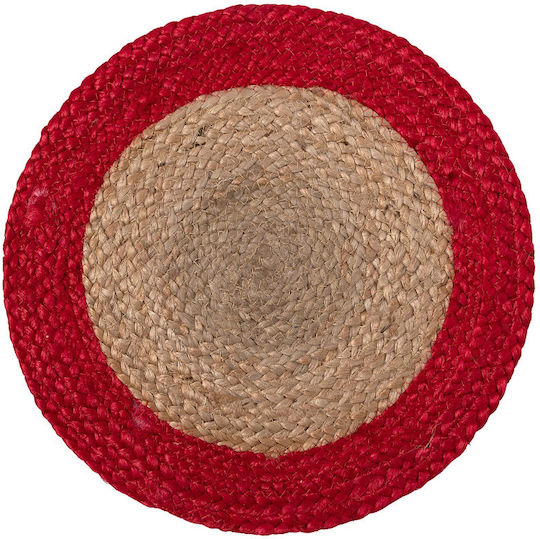 Silk Fashion Platzdeckchen Rund Korbweide Natural/Red 38cm 1Stück