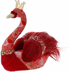 Iliadis Christmas Fabric Swan Figure Red 27x24x16cm