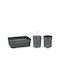 Berilo S3611047 Plastic Bathroom Accessory Set Gray 3pcs