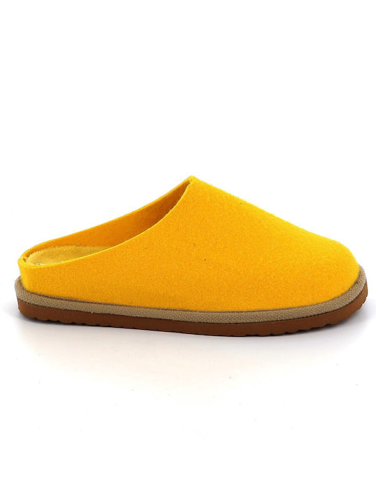 Adam's Shoes Χειμερινές Γυναικείες Παντόφλες σε Κίτρινο Χρώμα