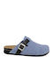 Anatomical Leather Women's Slippers Light Blue