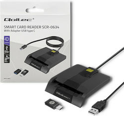 Qoltec Intelligent Smart ID Chip Card Reader USB 3.2 Type-C για SmartCard