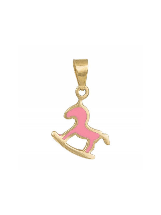 Children's pendant K14 pink horse 023542 023542 023542 Gold 14 Carat