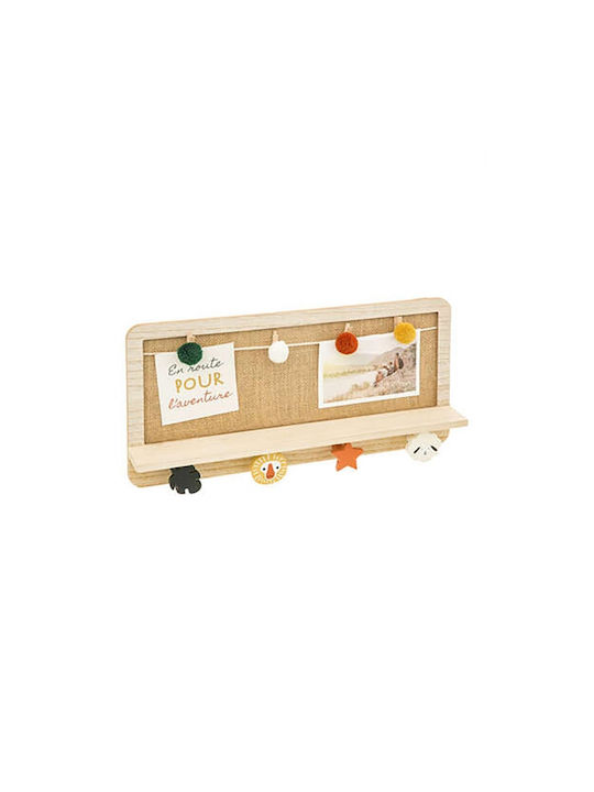 Atmosphera Kinder Wandhaken Mehrfachhaken mit Regal Hölzernes Beige 45x22cm 1Stück