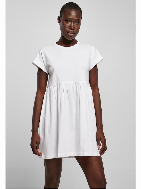 Sommer Mini T-Shirt Damenkleid mit Rüschen Kapuze Weiß