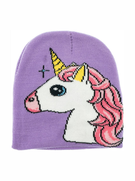 Georgia Accessories Einhorn Beanie Gestrickt Lila