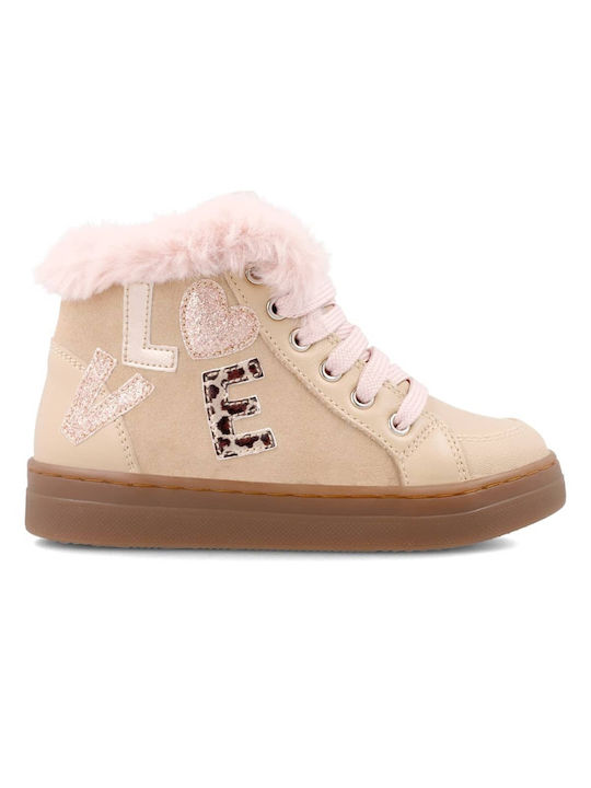 Garvalin Kids Leather Anatomic Boots with Lace Beige