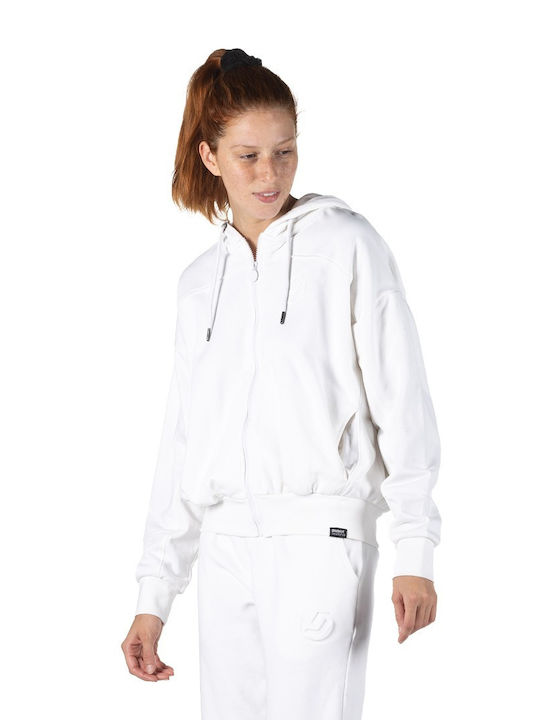 District75 Women's Hooded Cardigan White