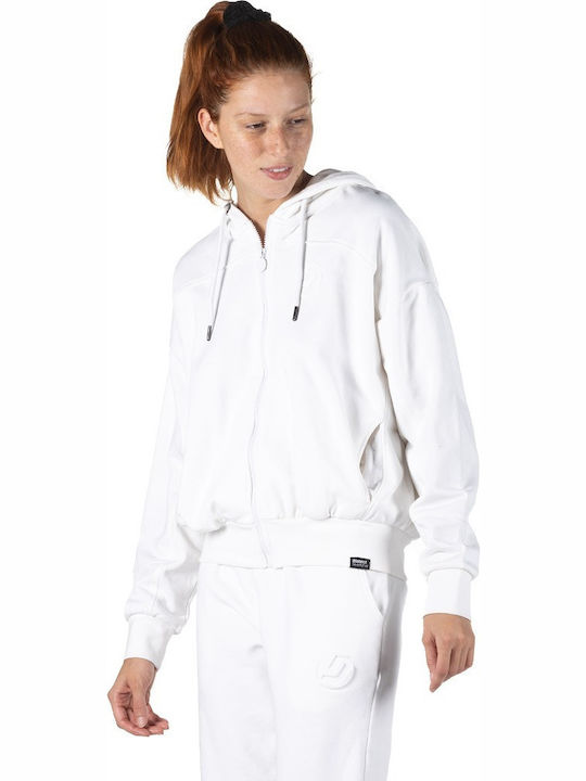 District75 Women's Sweatshirt Jacket Hooded White