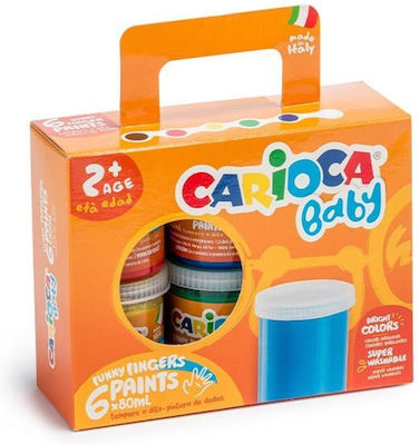 Carioca Baby 2+ Σετ Δακτυλομπογιές (2 Συσκευασίες) 80ml 6τμχ