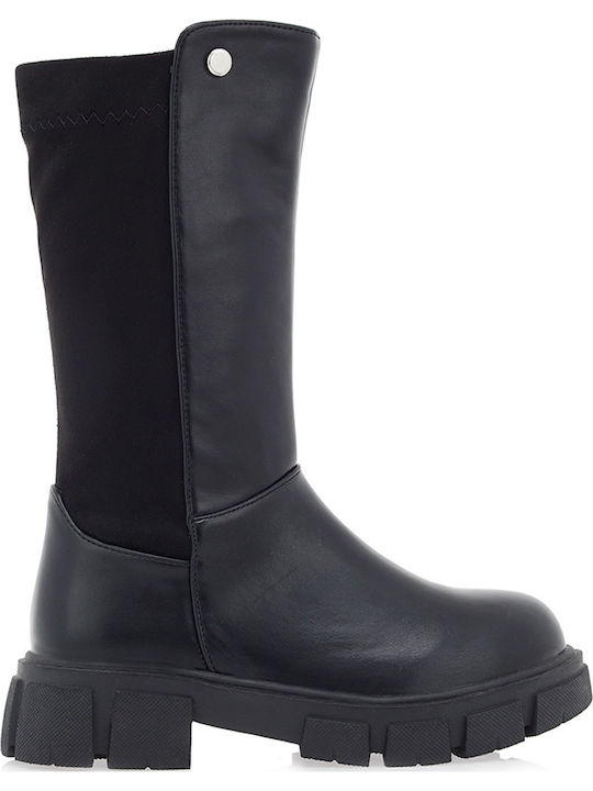 Suede Kids Boots with Zipper Black
