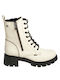 Ragazza Leather Women's Ankle Boots with Medium Heel Beige