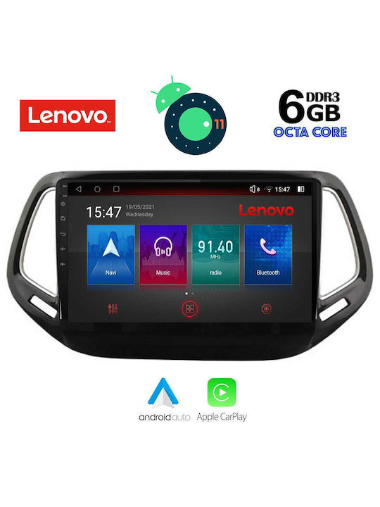 Lenovo Car-Audiosystem für Jeep Kompass 2016 mit Klima (Bluetooth/USB/AUX/WiFi/GPS) mit Touchscreen 10"