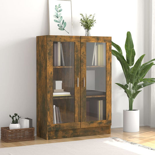 Living Room Display Cabinet made of MDF with Smoked Oak Glass 82.5x30.5x115cm