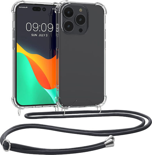 KWmobile Back Cover Σιλικόνης με Λουράκι Διάφανο/Γκρι (iPhone 14 Pro)
