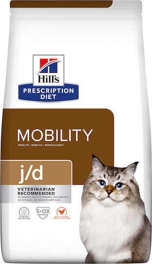 Hill's Prescription Diet J/D Joint Care Dry Food Diet, Gluten-Free for Adult Cats with Chicken 1.5kg