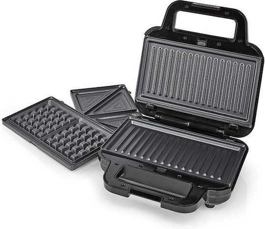 Nedis Sandwich Maker with Removable Plates for for 2 Sandwiches Sandwiches 700W Black
