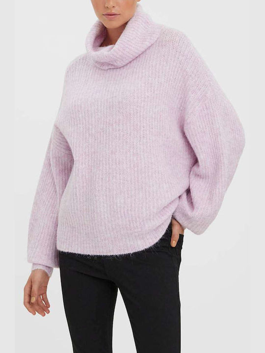 Vero Moda Women's Long Sleeve Sweater Turtleneck Pink
