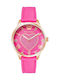 Juicy Couture Γυναικείο Ρολόι 35mm Μπαταρίας με Ροζ Δερμάτινο Λουράκι
