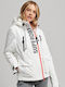 Women's Short Lifestyle Jacket Windproof for Winter with Hood White
