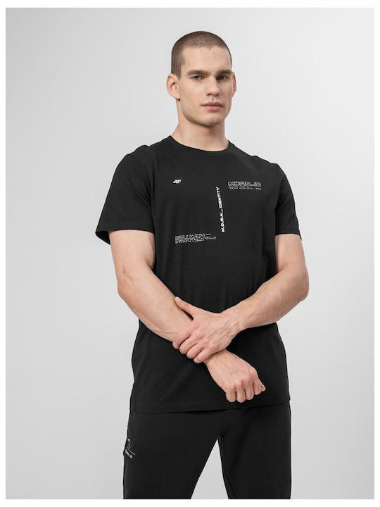 4F T-shirt Bărbătesc cu Mânecă Scurtă Negru