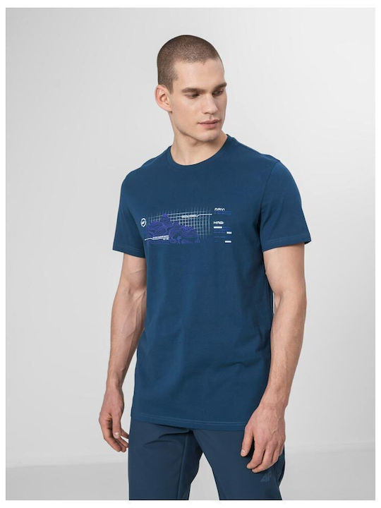 4F T-shirt Bărbătesc cu Mânecă Scurtă Albastru