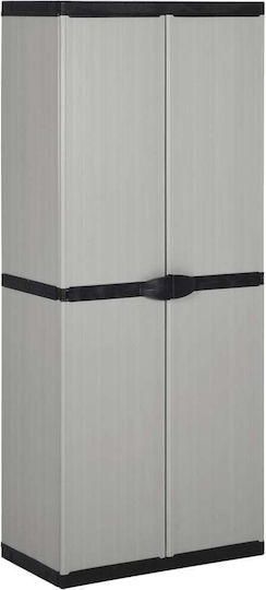 Двукрилен гардероб Пластмаса с разделител и 3 рафтове Grey / Black 68x40x168бр